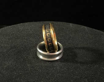 Resin inlay ring, black and gold inlay ring, stainless steel, wedding band, men’s band, ladies band, teens ring