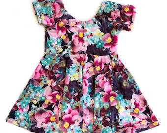 floral dress twirl dress summer dress dress with flowers toddler dress girls dress