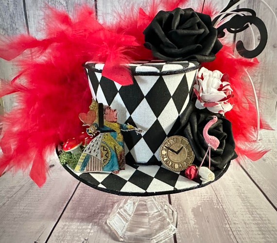 Mini Top Hat,queen of Hearts Hat, Alice in Wonderland Hat, Mad