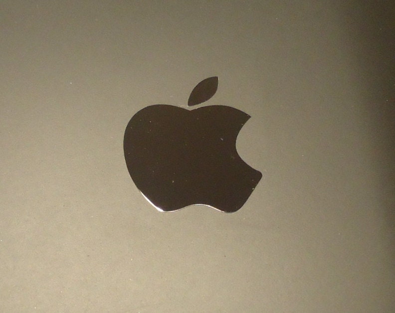 Apple Label / Aufkleber / Sticker / Badge / Logo Metal/chrome 8mm X 10mm  007 