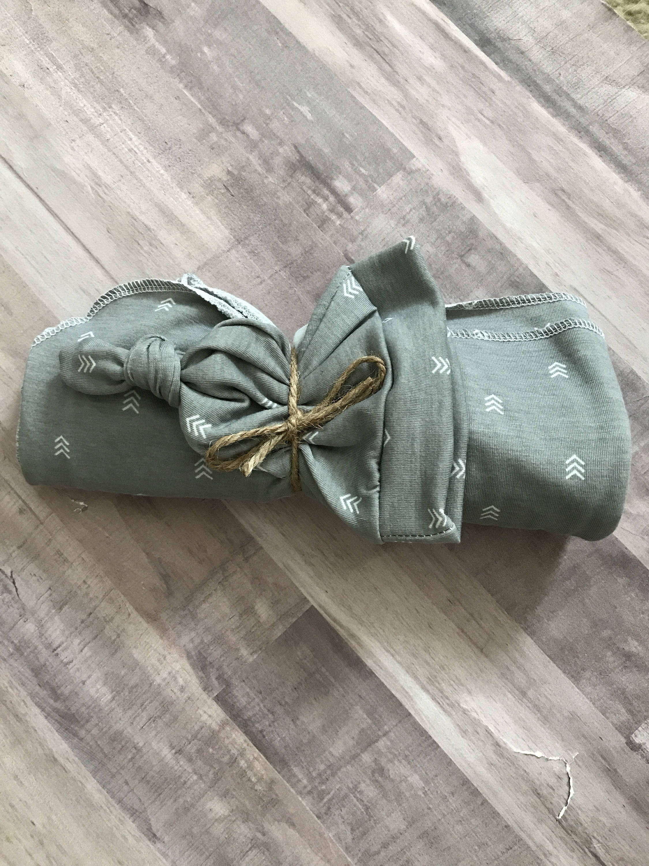 Gray Arrow Swaddle & Hat Set