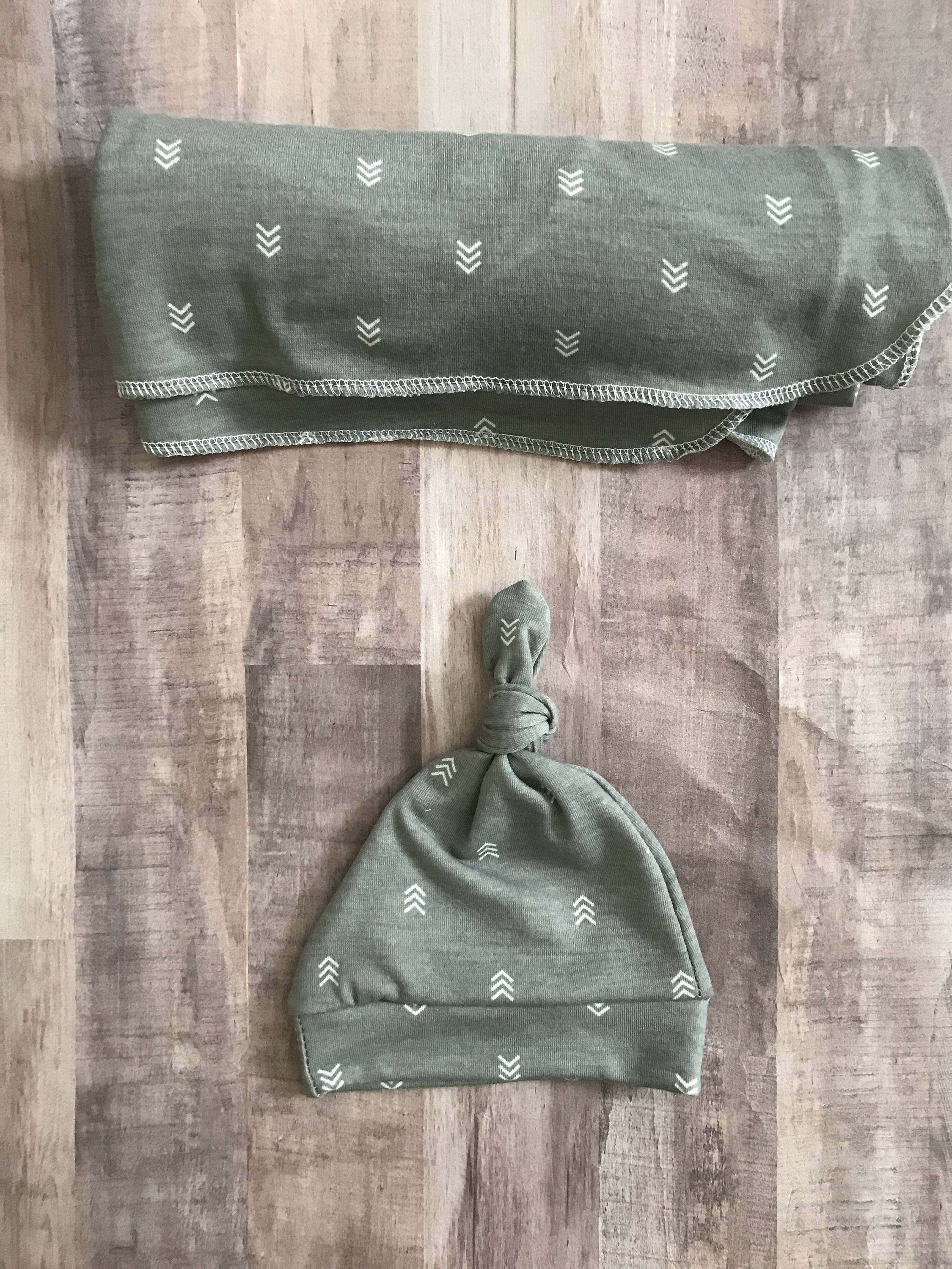 Gray Arrow Swaddle & Hat Set