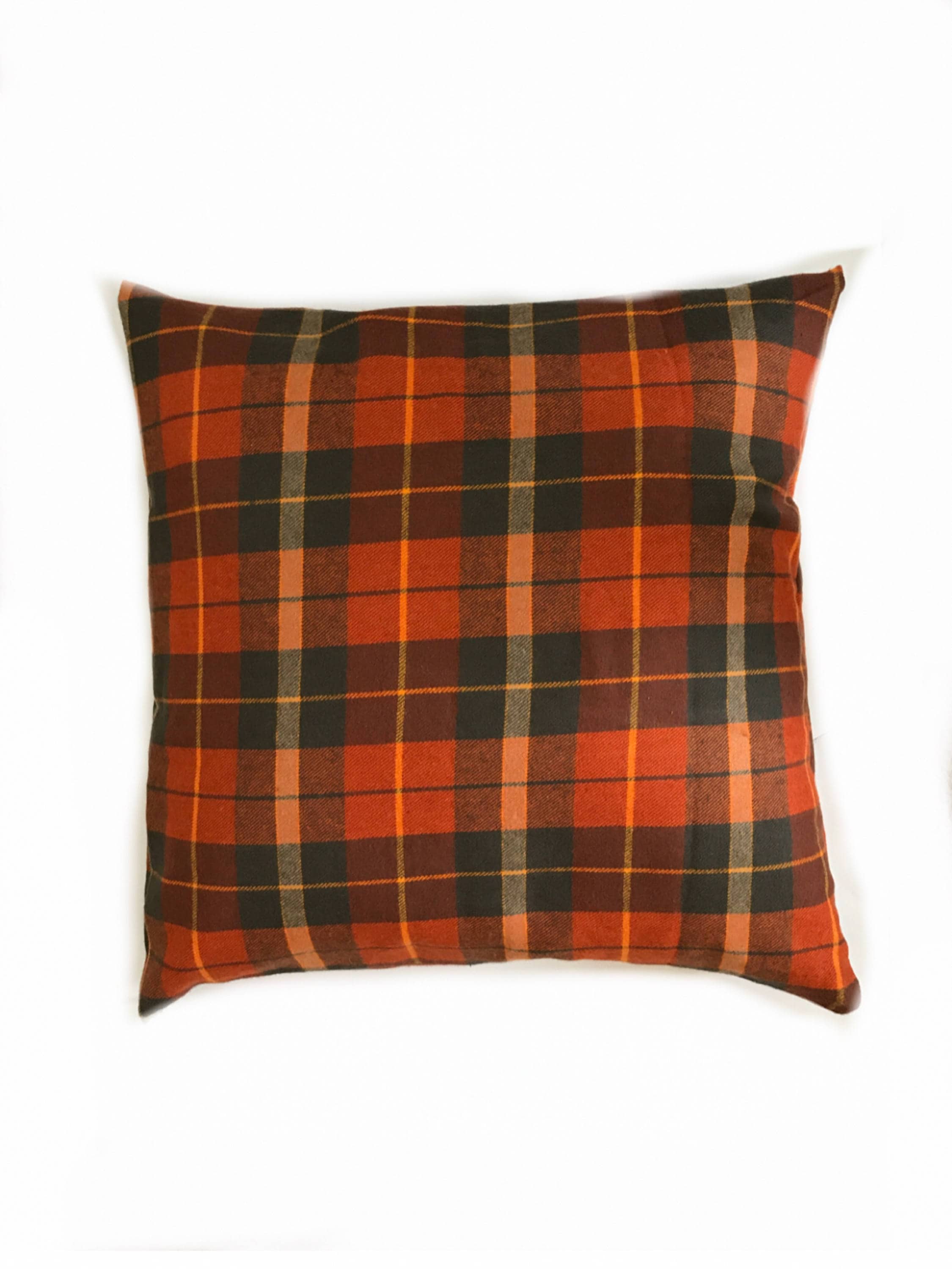 Plaid Pillow Cover, Orange, Gray, & Yellow Plaid