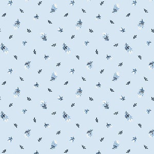 Andover Fabric, Blue, Pastel, Falling Sprigs,  From Porcelain Collection, 100% Cotton Fabric, By the Yard, 9374BL
