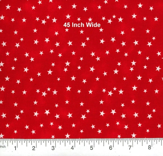 American Patriotic, White Stars on Red, 45 Inch Wide, 100% Cotton, By the Yard, MDG-2245