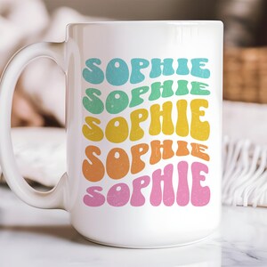 Personalized Mug, Custom Name Mug, Name Mug, Custom Coffee Mug, Custom Gift, Birthday Gift For Her, Personalized Coffee Mug, Rainbow Pink