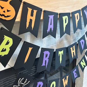Personalized Halloween Happy Birthday Banner | Summerween Birthday | Pumpkin Banner