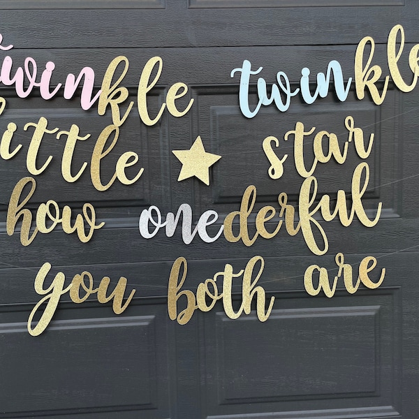 twinkle twinkle little star how onederful you both are banner | twins first birthday banner | star themed first birthday for twins