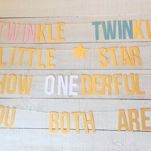 Twinkle Twinkle Little Star How Onederful You Both Are- First Birthday- Twins birthday  banner- Boy Girl Twins Birthday