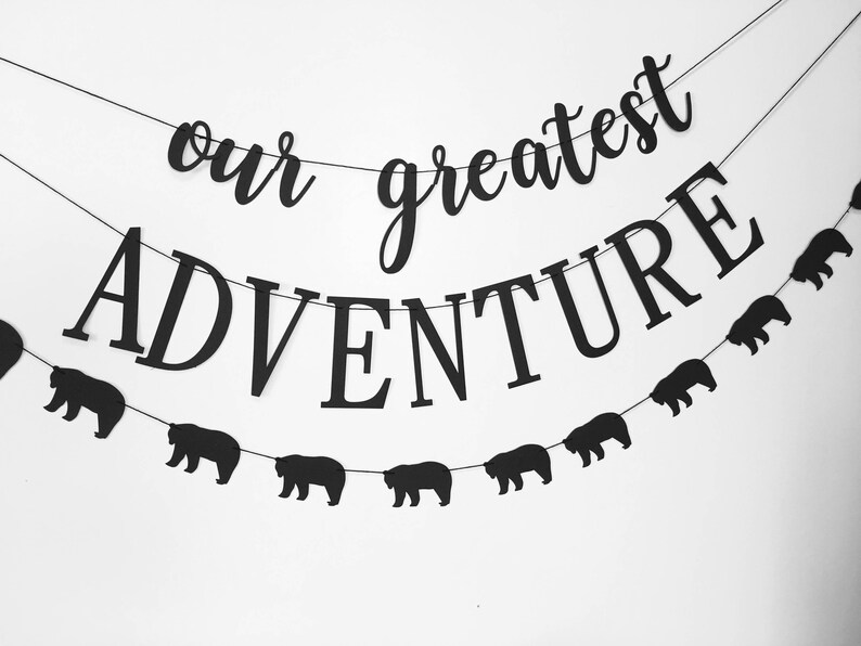 Our Greatest Adventure Baby Shower in Custom Colors Adventure awaits Baby Shower Decorations image 4