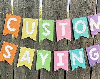 Custom Saying Cardstock Banner in Custom Colors | Personalized Party and Teacher Decor