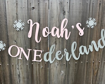 Personalized Winter ONEderland Banner| Snowflake First Birthday Party Decor | Winter 1st Birthday Banner