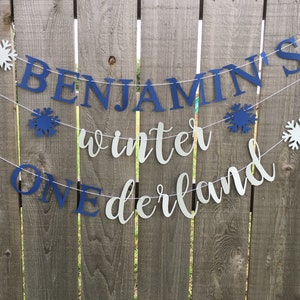 Personalized Winter Onederland Decorations |Winter ONEderland Party Banner | Snowflake Banner | First Birthday Party Decorations |