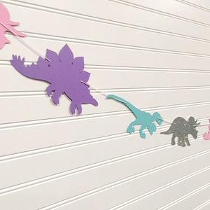 Girl Dinosaur Banner in Custom Colors | Dinosaur Banner | Dino Party | Dinosaur Party