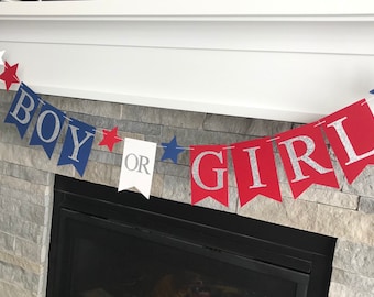 4th of July Gender Reveal Banner|  Red, White & Due Banner