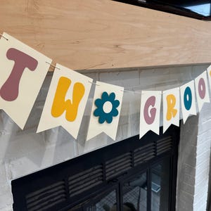 Two Groovy 2nd Birthday Banner: Retro Party Decorations