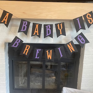 A Baby is Brewing Banner A Baby is Brewing Baby Shower Banner Halloween Baby Shower Halloween Decor Halloween Party image 1