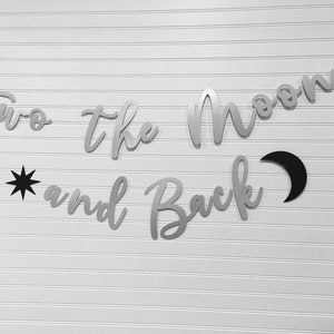 Two the Moon and Back Banner Two the Moon and Back Party 2nd Birthday Party Decorations Moon Party image 1