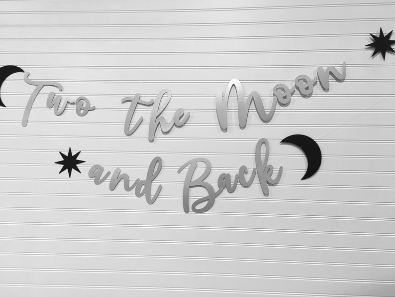 Two the Moon and Back Banner Two the Moon and Back Party 2nd Birthday Party Decorations Moon Party image 1