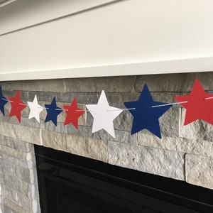 4th of July Banner | Star Banner | Star Garland |Red, White & Blue Banner | 4th of July Decorations| Memorial Day Banner- Star Backdrop