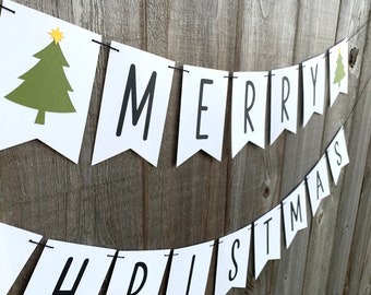 Merry Christmas Banner | Christmas Decorations | Christmas Banner | Modern Christmas Banner