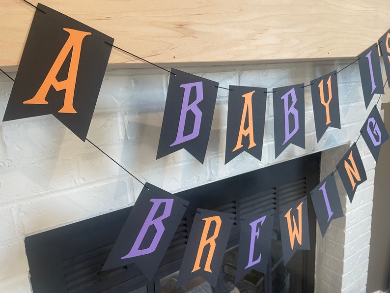 A Baby is Brewing Banner A Baby is Brewing Baby Shower Banner Halloween Baby Shower Halloween Decor Halloween Party image 4