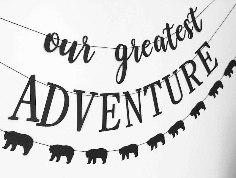 Our Greatest Adventure Baby Shower in Custom Colors Adventure awaits Baby Shower Decorations image 1