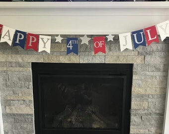 Happy 4th of July Banner|  Red, White, and Blue Party Decorations