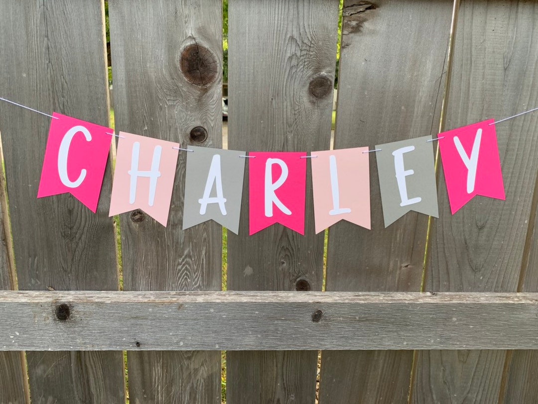 Regular Custom Cardstock Pennant Name Banner Birthday Party Name Banner Choose Your Saying
