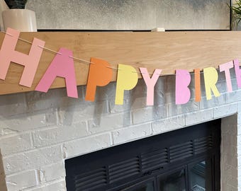 Colorful Personalized Happy Birthday Banner in Custom Colors | Birthday Banner | Sherbet Inspired Birthday Banner