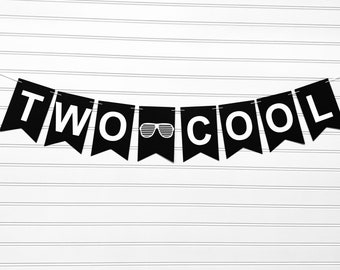 TWO COOL Cardstock banner| Two Cool Sign | 2nd Birthday Banner| 2nd Sunglass Birthday Banner| 2nd Birthday Decorations