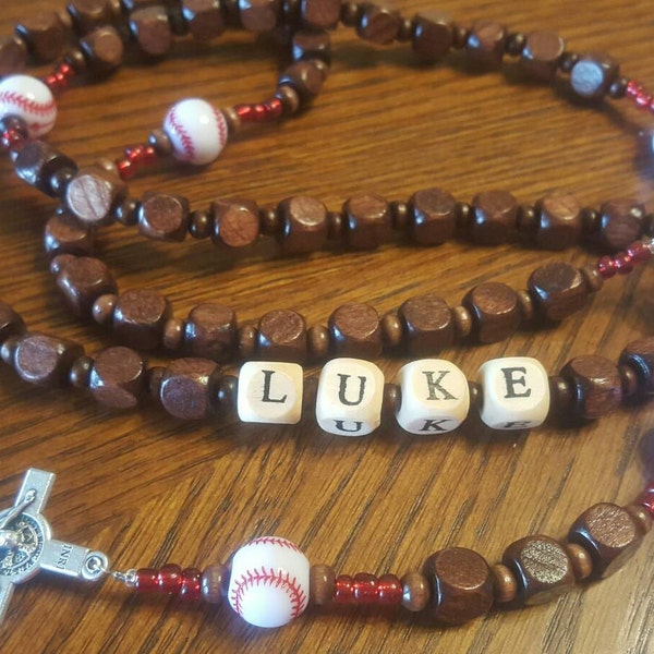 Wooden Baseball Rosary
