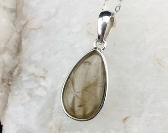 An Illumineer: Golden Rutile Quartz Crystal and Sterling Silver Reversible Pendant (2-1)
