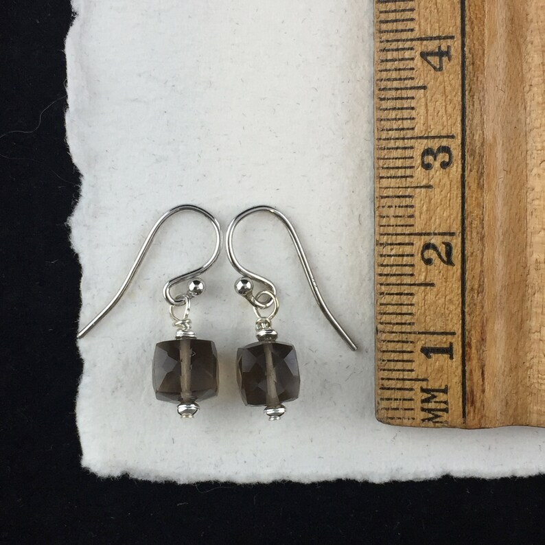 Playful Faceted Smoky Quartz Dangle Earrings E-2