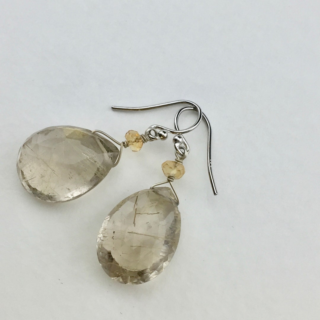 Orecchini in quarzo rutilato Orecchini in argento Sterling 925 Ciondoli