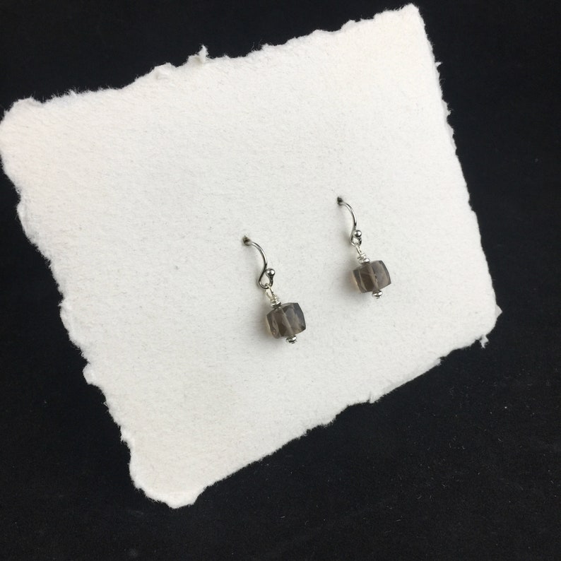 Playful Faceted Smoky Quartz Dangle Earrings E-2
