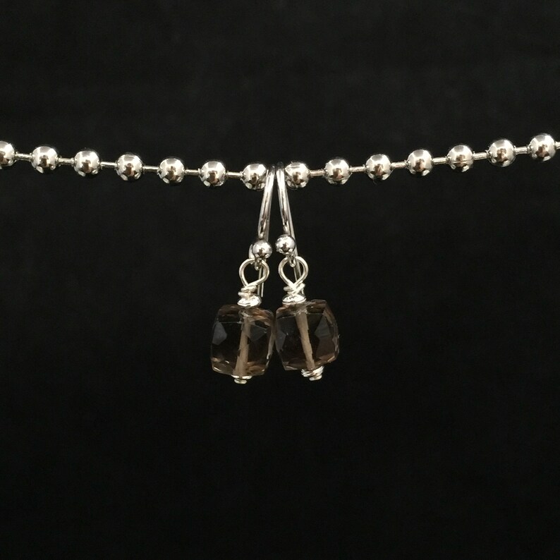 Playful Faceted Smoky Quartz Dangle Earrings E-2