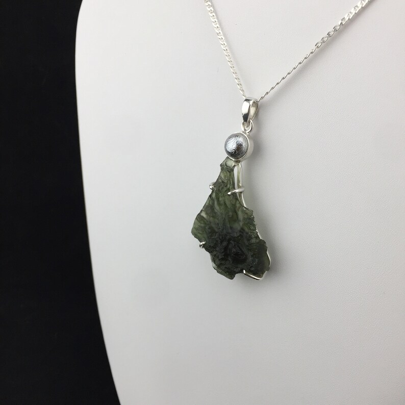 0-16 The Titan Pendant of Moldavite and Meteorite Strength and Beauty