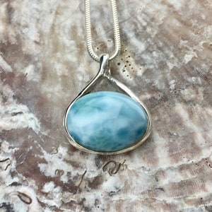 Isabela Echte Larimar en Sterling Zilveren Hanger (21-1)