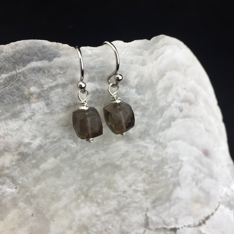 Playful Faceted Smoky Quartz Dangle Earrings E-2