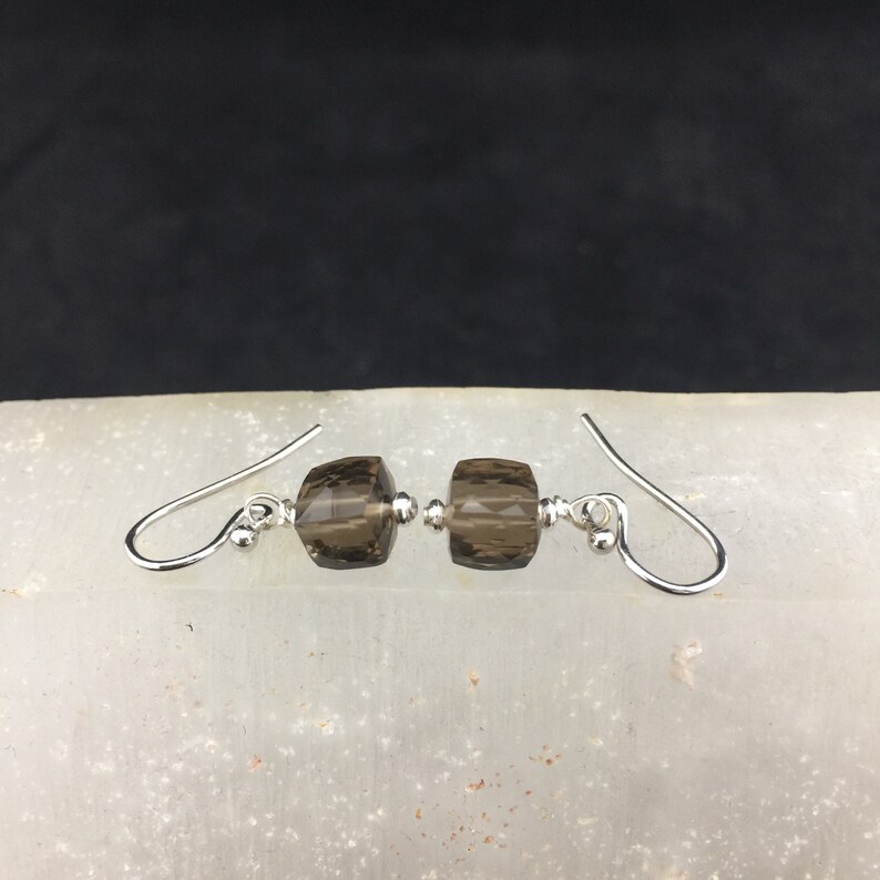 Playful Faceted Smoky Quartz Dangle Earrings E-2