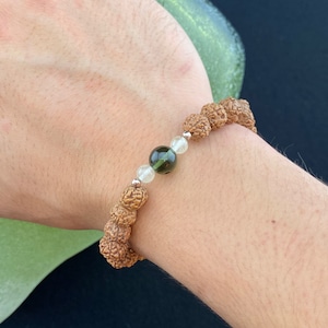 Breathe, Expand, Exhale, Repeat- Rudraksha Seed, Moldavite, and Libyan Desert Glass Bracelet