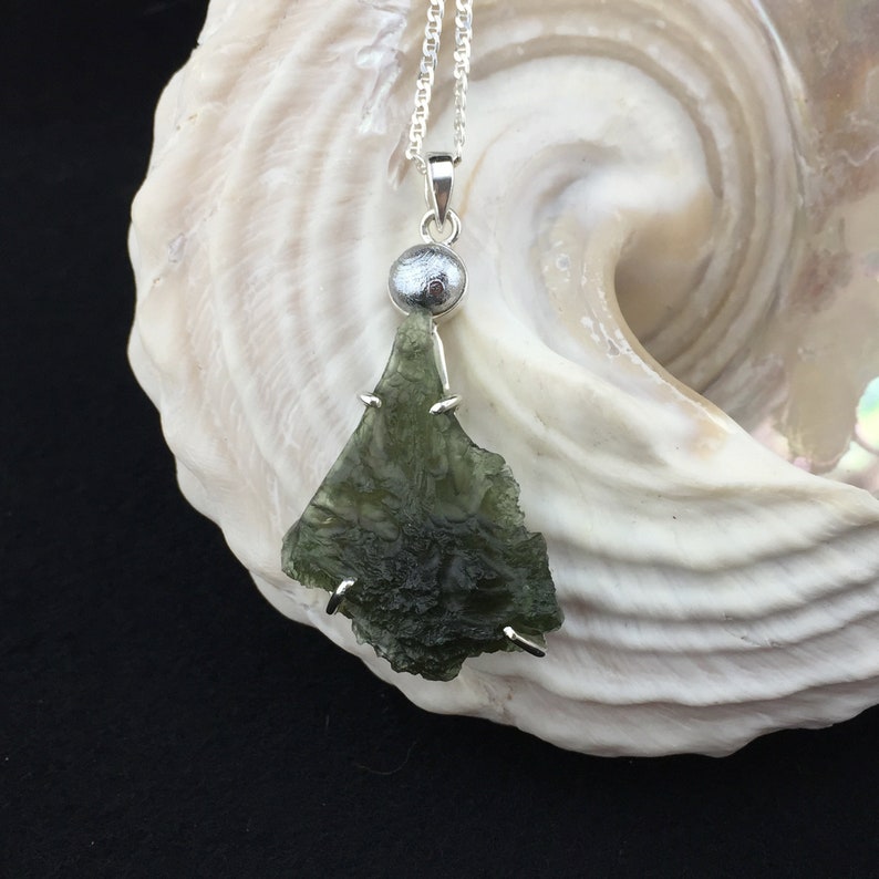 0-16 The Titan Pendant of Moldavite and Meteorite Strength and Beauty