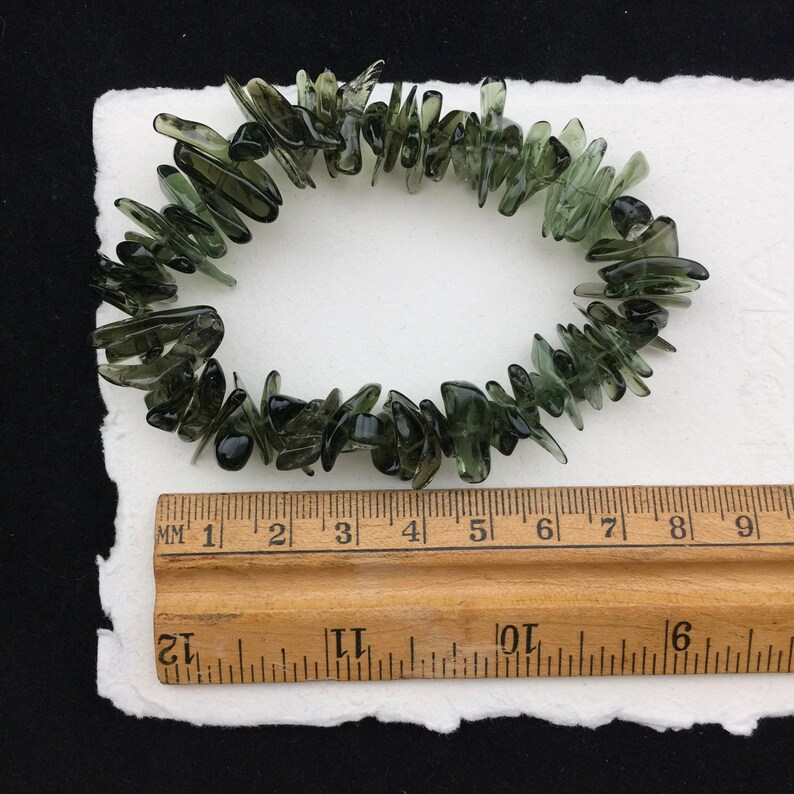 Effervescent B-4 Agata Genuine Moldavite Polished Beaded Bracelet