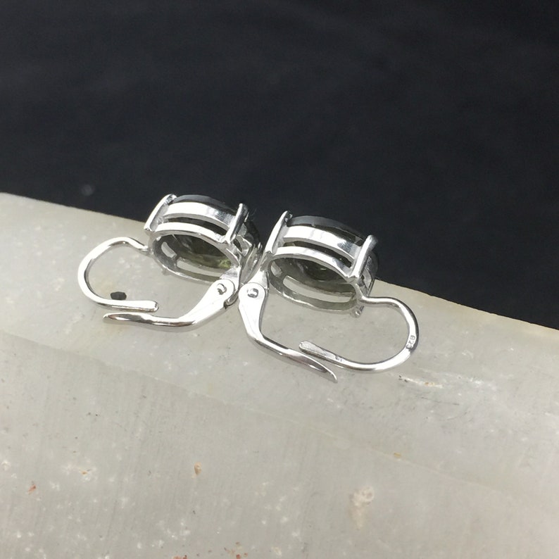 Rhodium or Multi-Faced Sterling Marvelous Miranda Faceted Moldavite Earrings 8x10