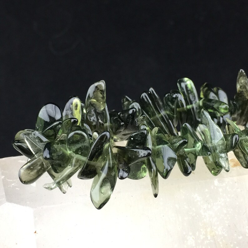 Effervescent B-4 Agata Genuine Moldavite Polished Beaded Bracelet