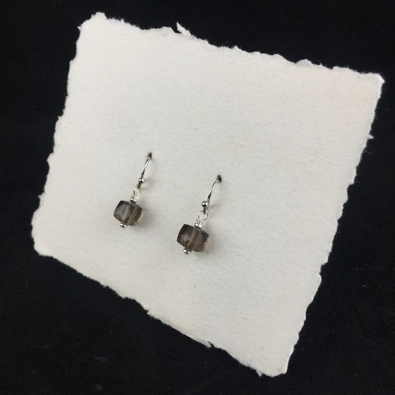Playful Faceted Smoky Quartz Dangle Earrings E-2
