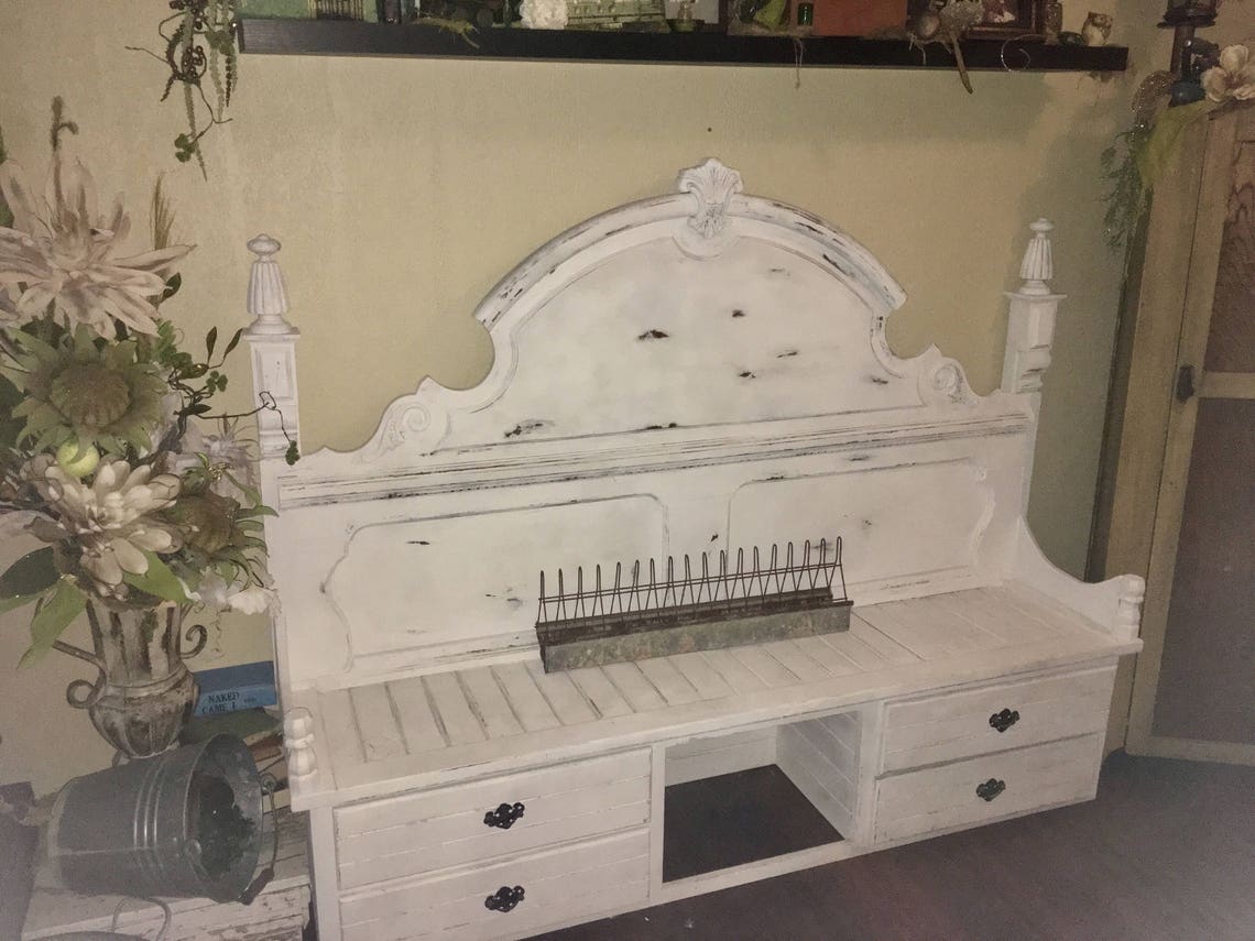 Beautiful Bench from repurposed king headboard extra large Etsy