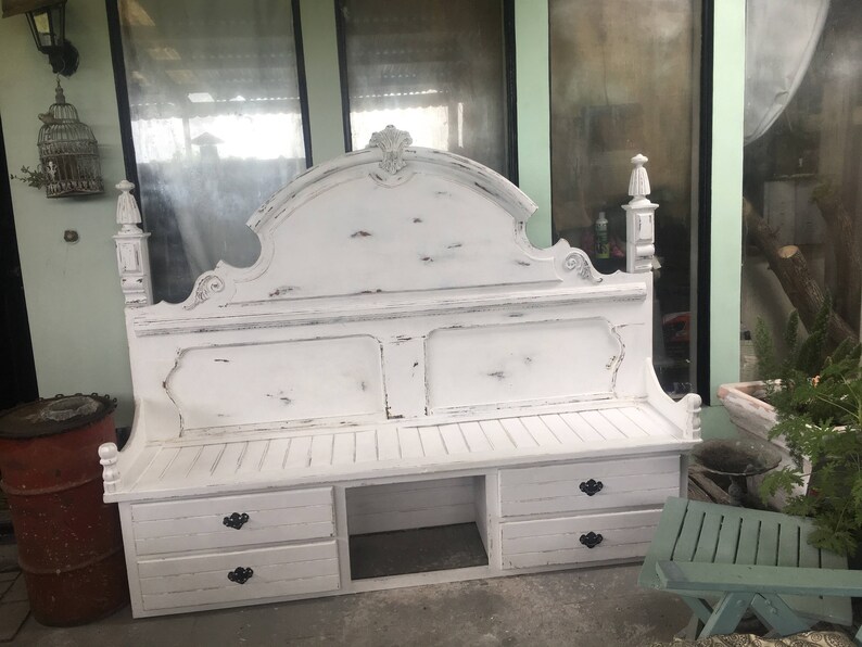 Beautiful Bench from repurposed king headboard extra large Etsy