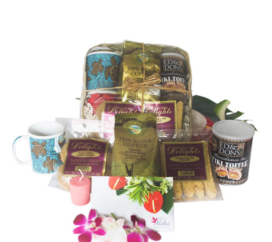 Hawaiian Gift Basket 100 Kona Coffee Lover's Hawaiian Coffee Basket